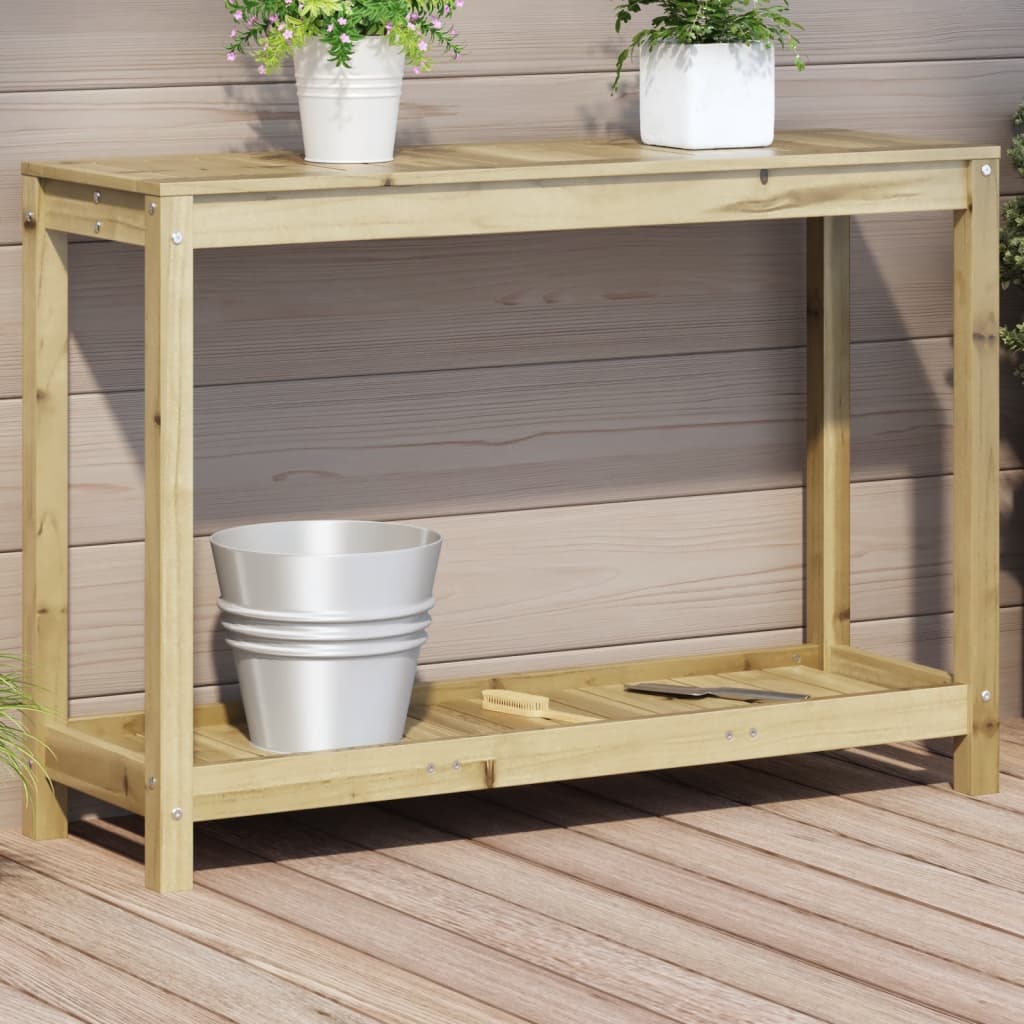 VidaXL Oppottafel met schap 108x35x75 cm geïmpregneerd groenenhout