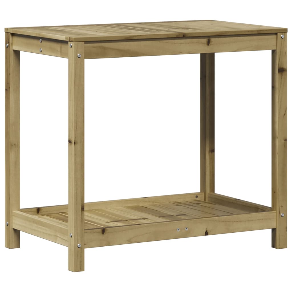 Vidaxl oppottafel met schap 82,5x50x75 cm geïmpregneerd groenenhout