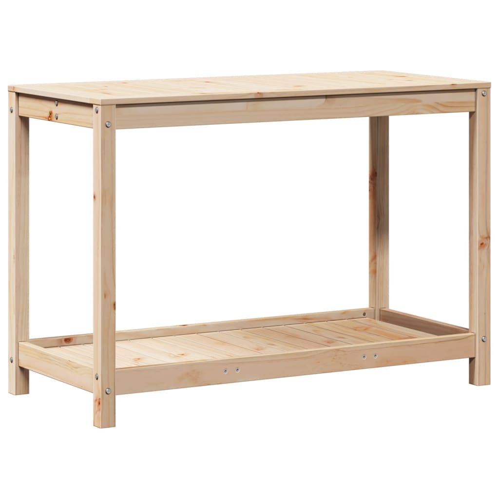 Vidaxl oppottafel met schap 108x50x75 cm massief groenhout