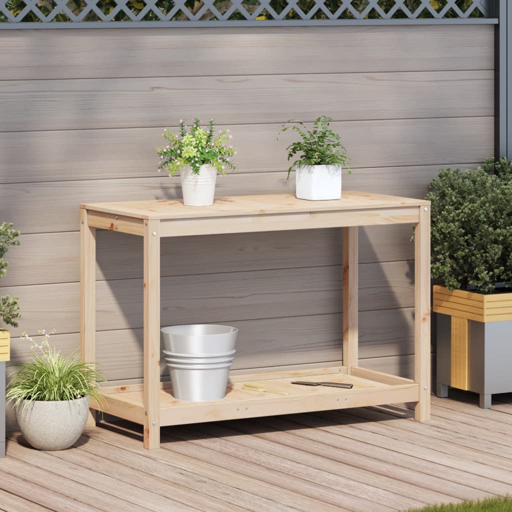 Vidaxl oppottafel met schap 108x50x75 cm massief groenhout