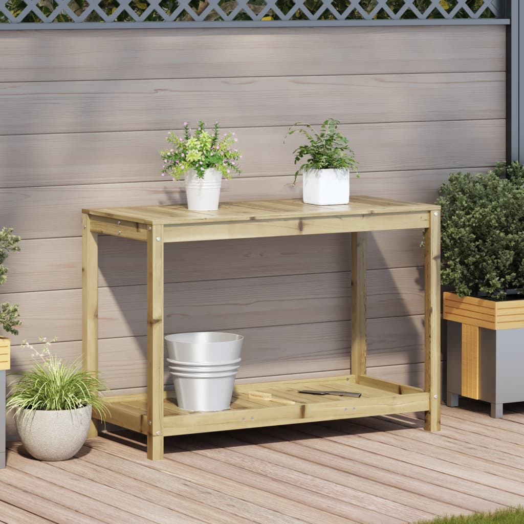 VidaXL Oppottafel met schap 108x50x75 cm geïmpregneerd groenenhout