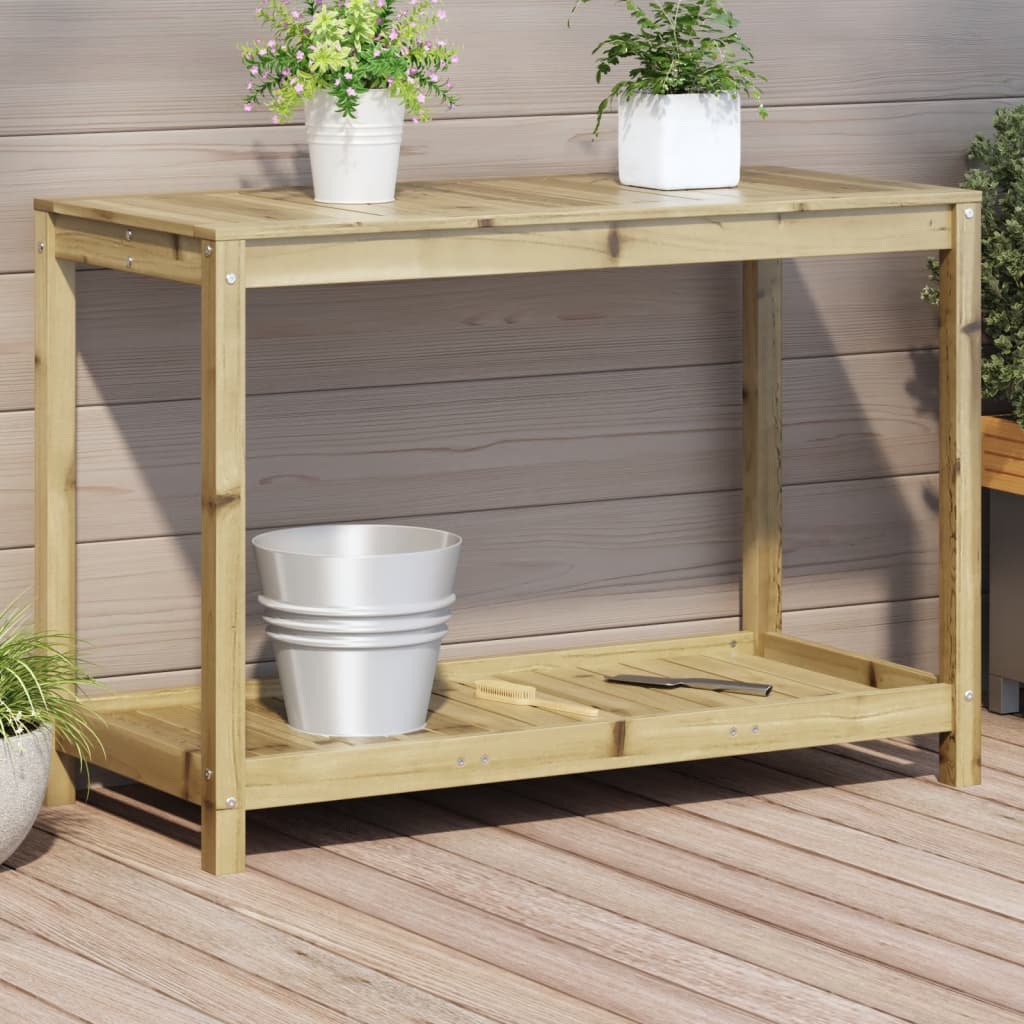 VidaXL Oppottafel met schap 108x50x75 cm geïmpregneerd groenenhout