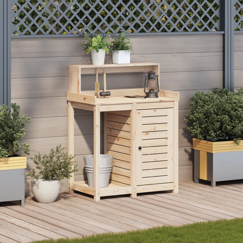 Vidaxl oppottafel met planken 82,5x50x109,5 cm massief groenhout