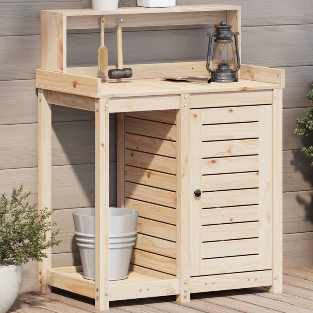 Vidaxl oppottafel met planken 82,5x50x109,5 cm massief groenhout