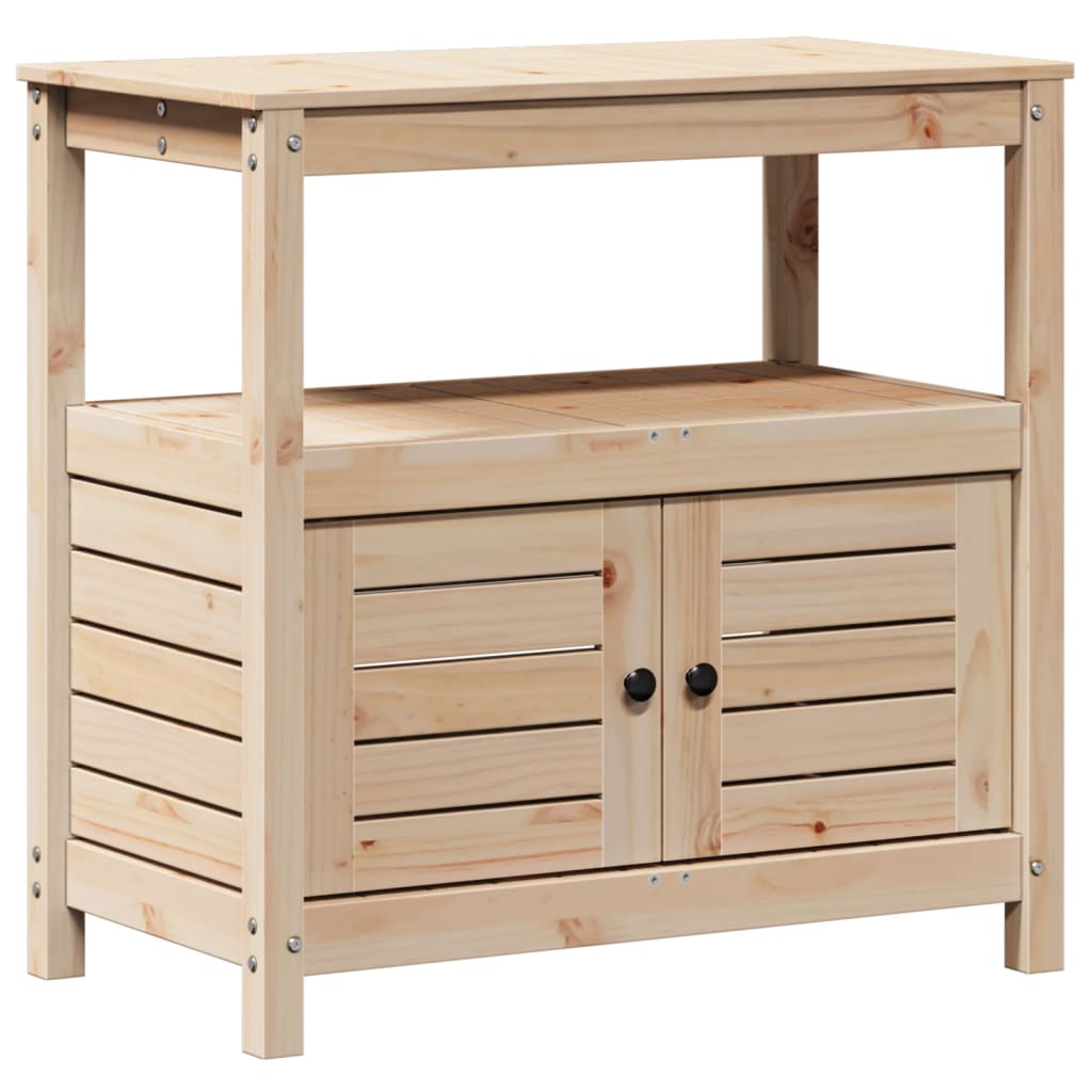 Vidaxl oppottafel met schappen 82,5x45x81 cm massief groenhout