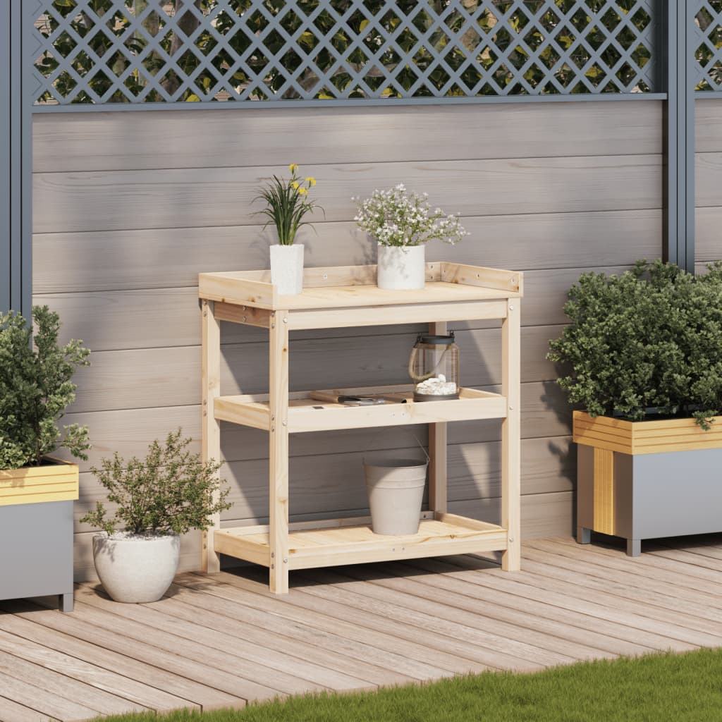 Vidaxl oppottafel met planken 82,5x45x86,5 cm massief groenhout