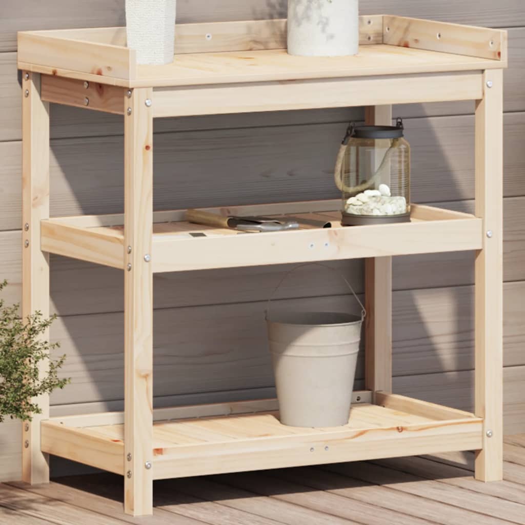Vidaxl oppottafel met planken 82,5x45x86,5 cm massief groenhout