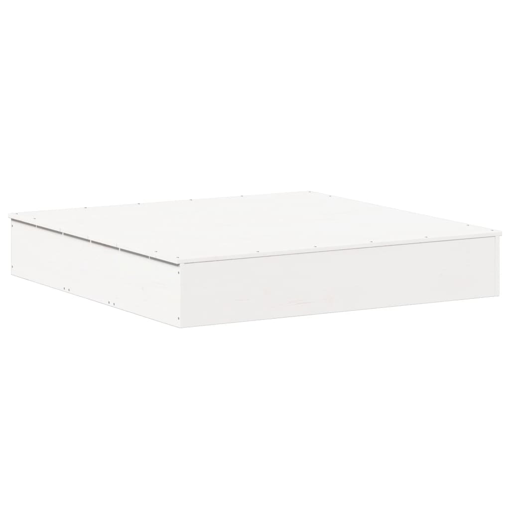 Vidaxl zandbak met deksel 111x111x19,5 cm massief groenhout wit