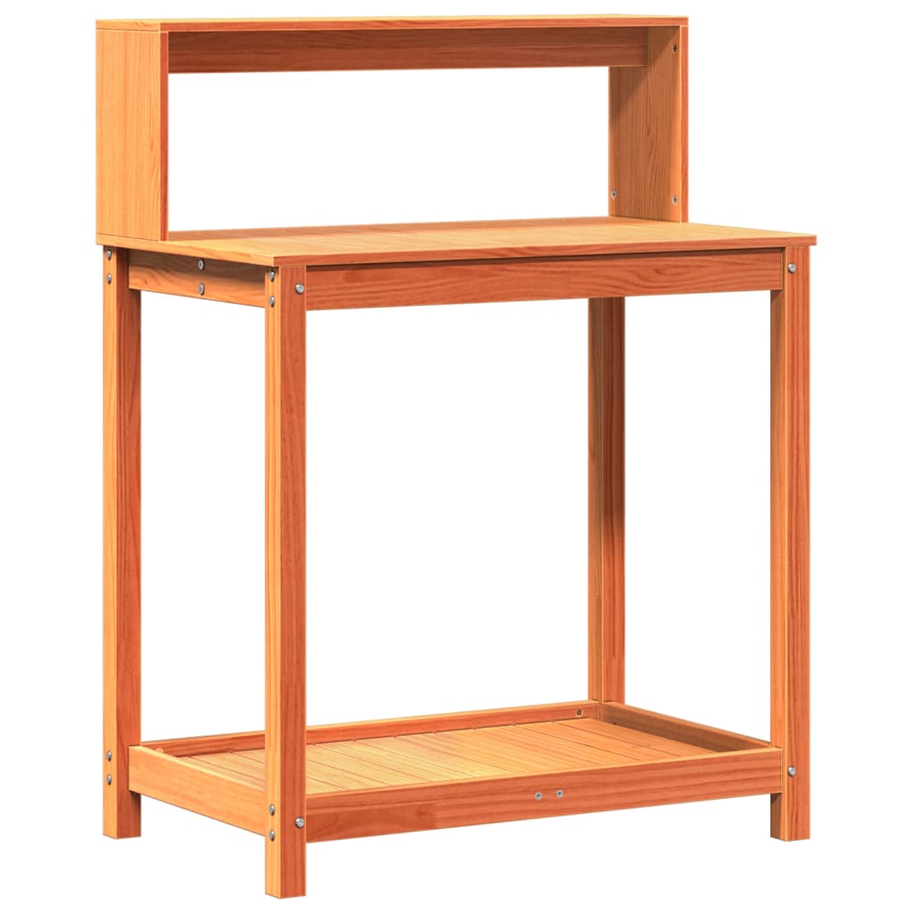 Vidaxl oppottafel met schappen 82,5x50x109,5 cm groenhout bruin