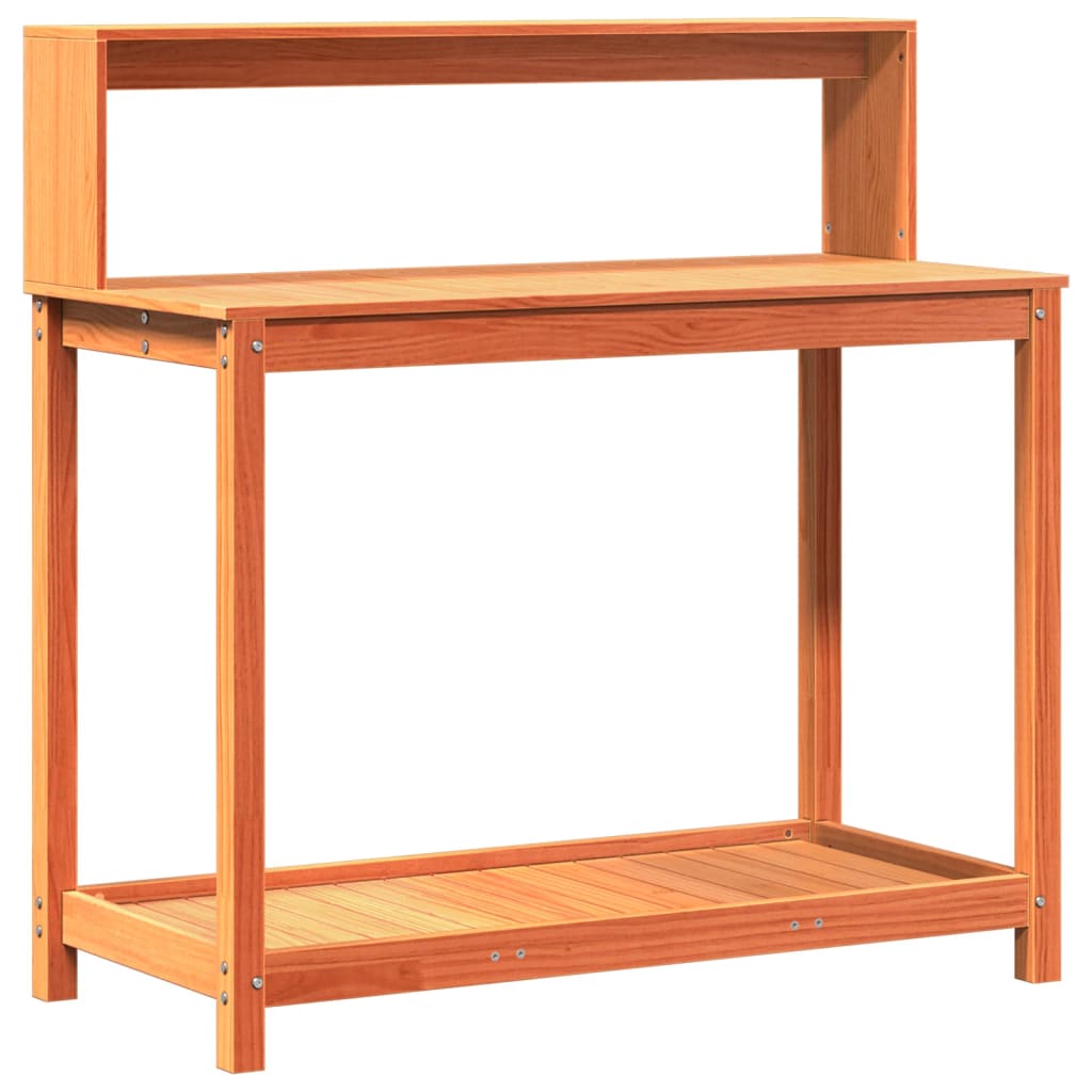 Vidaxl oppottafel met schappen 108x50x109,5 cm groenhout bruin