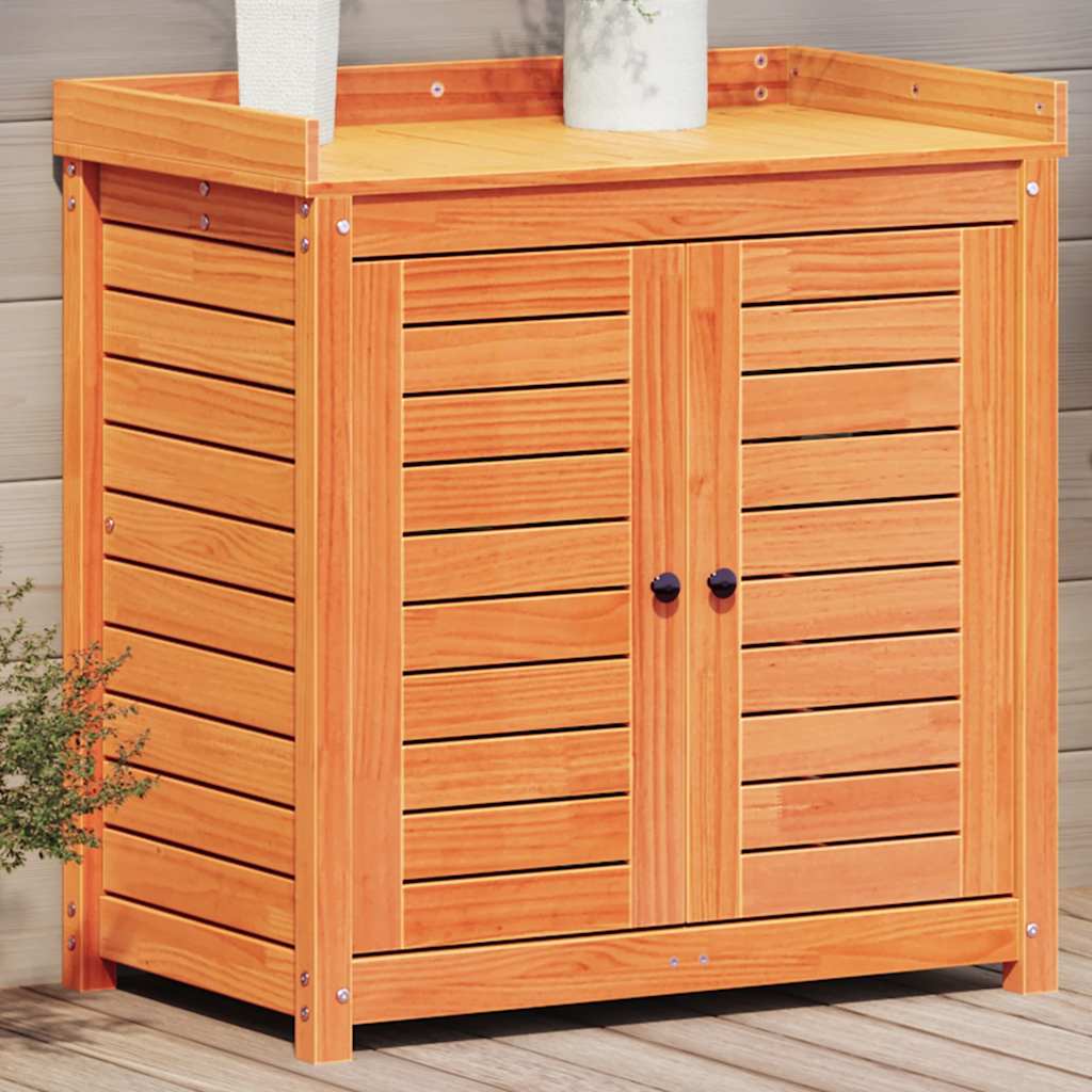 Vidaxl oppottafel met schappen 82,5x50x86,5 cm groenhout bruin