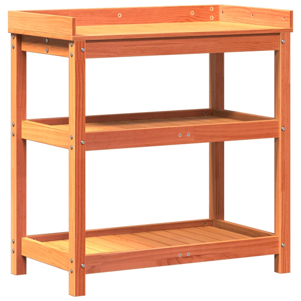 Vidaxl oppottafel met schappen 82,5x45x86,5 cm groenhout bruin