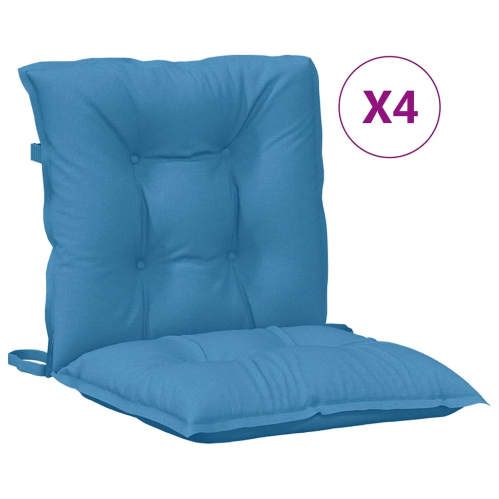 VidaXL Stoelkussens 4 st lage vloerkleed 100x50x7 cm stof gemêleerd blauw