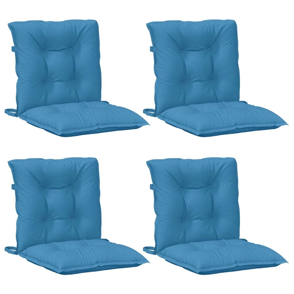 VidaXL Stoelkussens 4 st lage vloerkleed 100x50x7 cm stof gemêleerd blauw