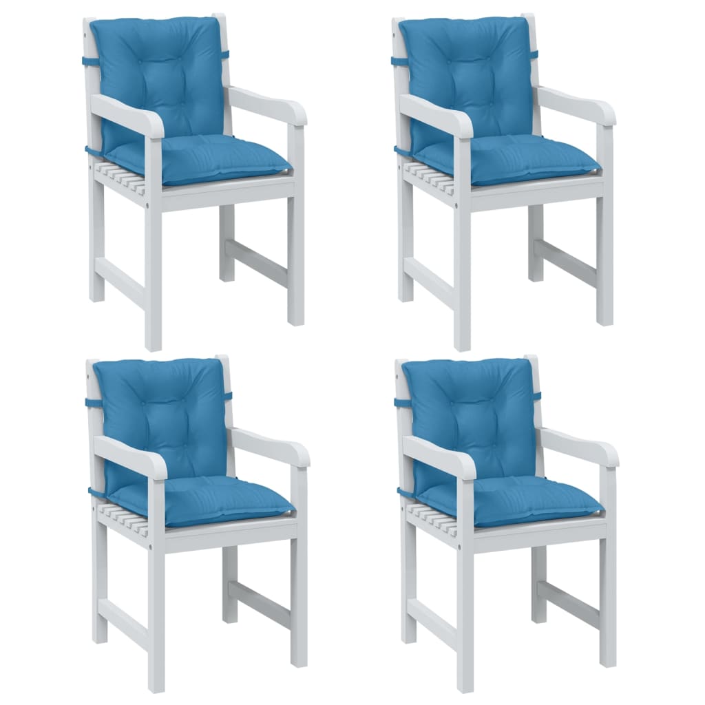 VidaXL Stoelkussens 4 st lage vloerkleed 100x50x7 cm stof gemêleerd blauw