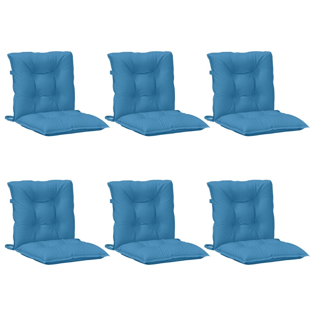 Vidaxl stoelkussens 6 st lage vloerkleed 100x50x7 cm stof gemêleerd blauw