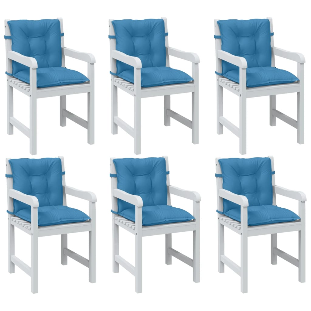 Vidaxl stoelkussens 6 st lage vloerkleed 100x50x7 cm stof gemêleerd blauw