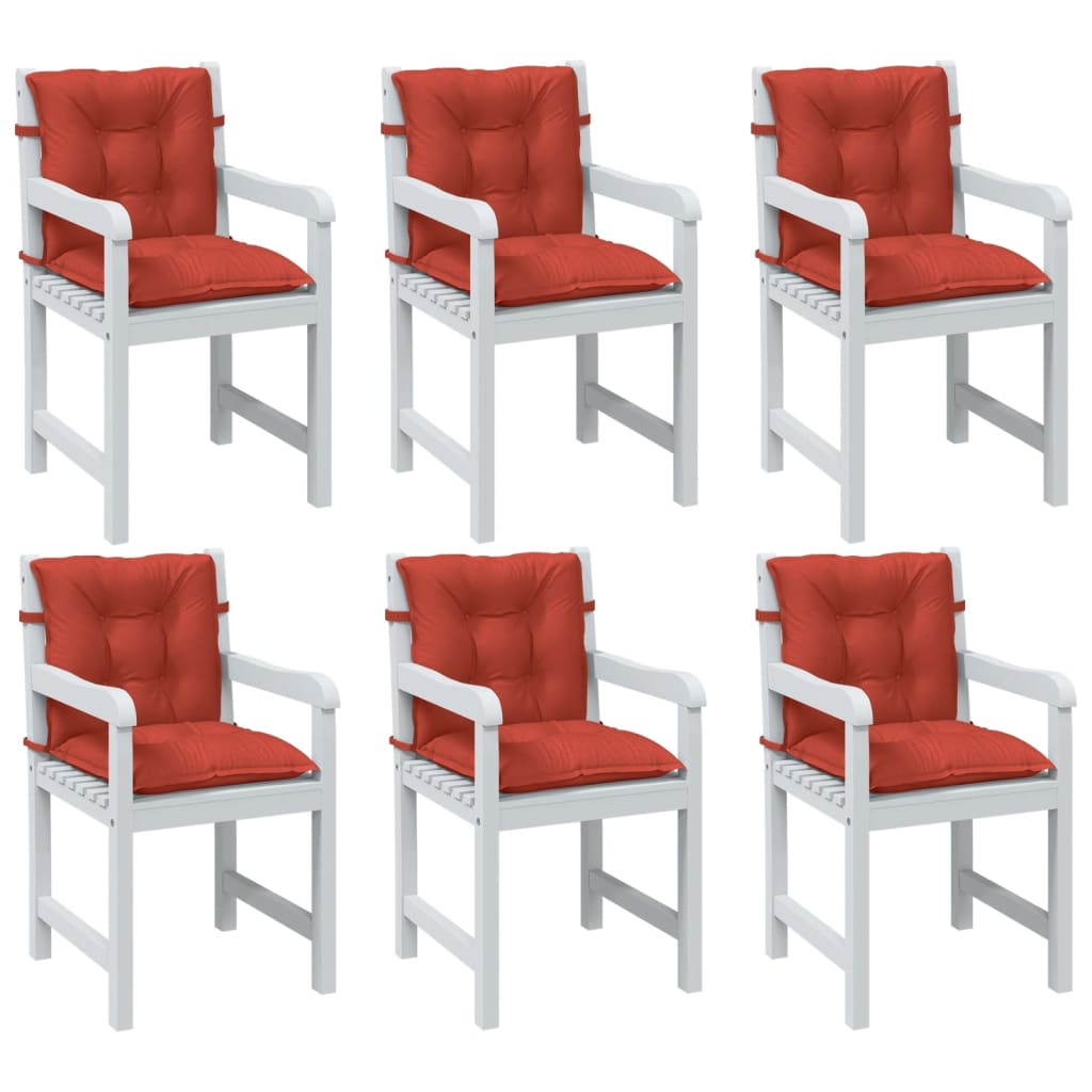 VidaXL Stoelkussens 6 st lage vloerkleed 100x50x7 cm stof gemêleerd rood