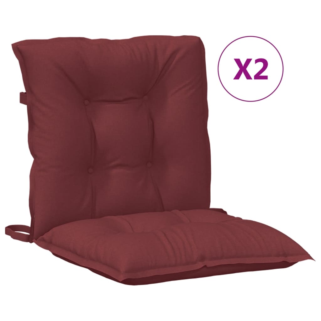 VidaXL Stoelkussens 2 st lage vloerkleed 100x50x7 cm stof gemêleerd wijnrood