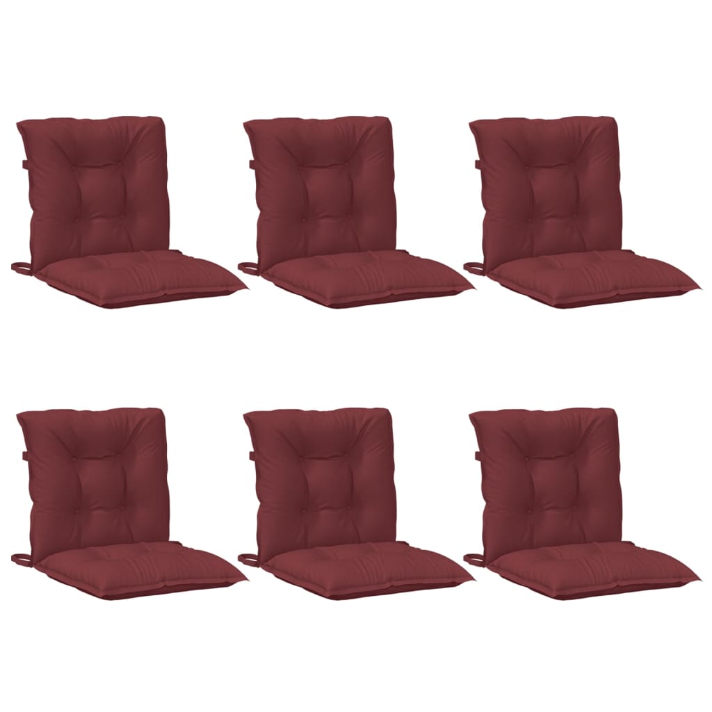 VidaXL Stoelkussens 6 st lage vloerkleed 100x50x7 cm stof gemêleerd wijnrood