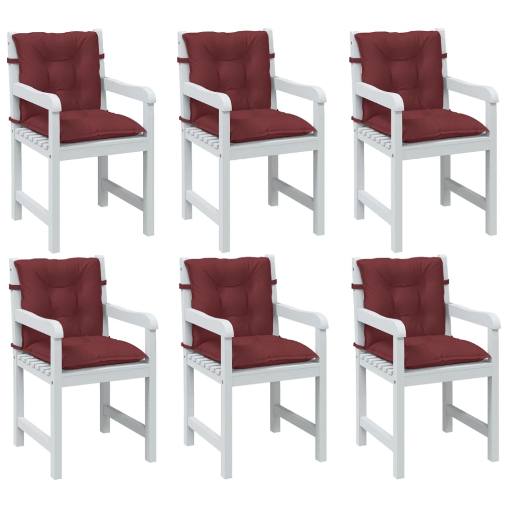 VidaXL Stoelkussens 6 st lage vloerkleed 100x50x7 cm stof gemêleerd wijnrood