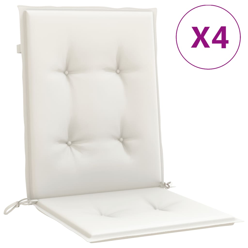 Vidaxl stoelkussens 4 st lage vloerkleed 100x50x4 cm stof gemêleerd crème