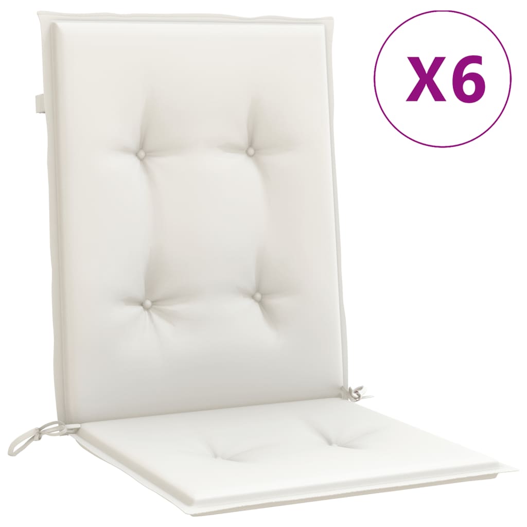 Vidaxl stoelkussens 6 st lage vloerkleed 100x50x4 cm stof gemêleerd crème