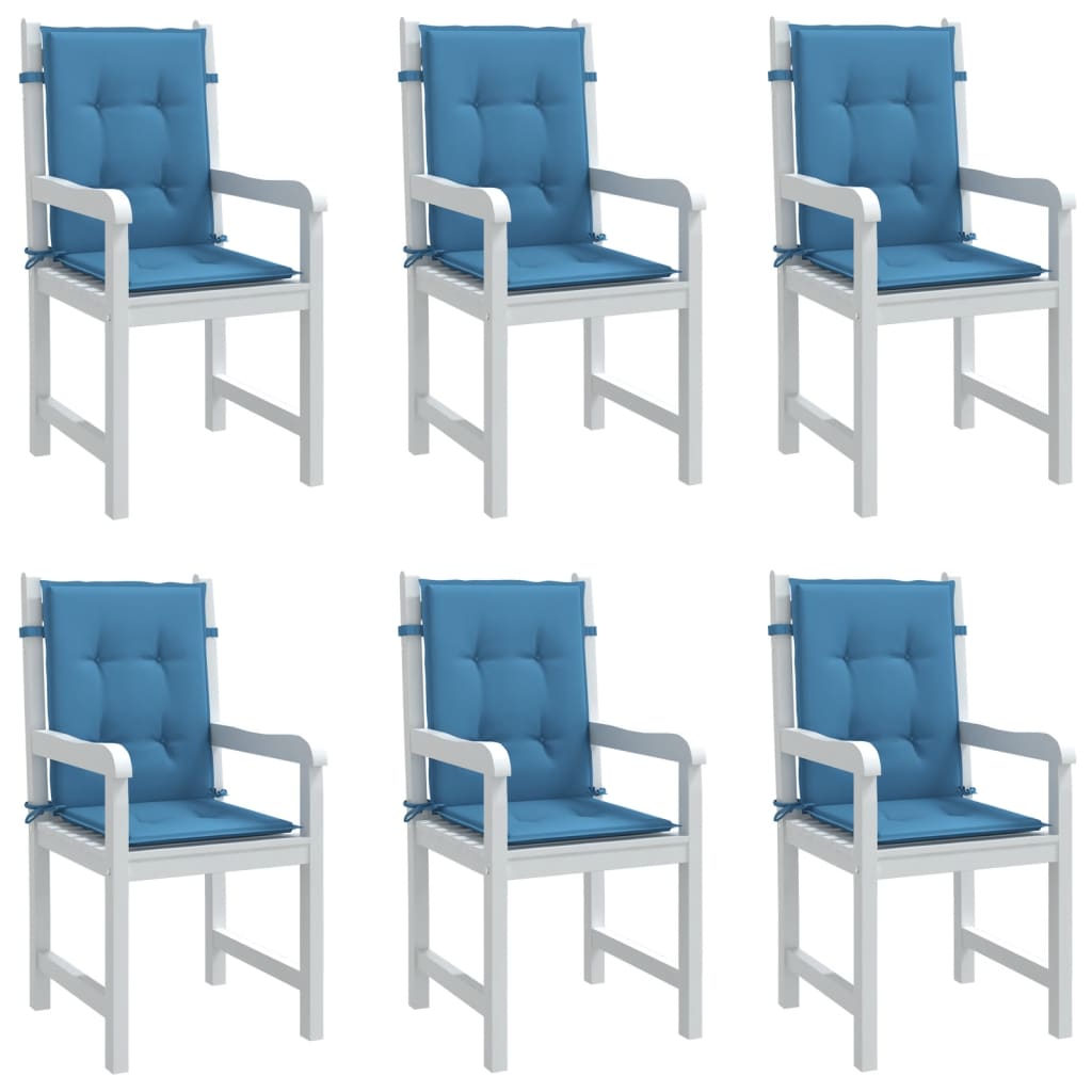 Vidaxl stoelkussens 6 st lage vloerkleed 100x50x4 cm stof gemêleerd blauw