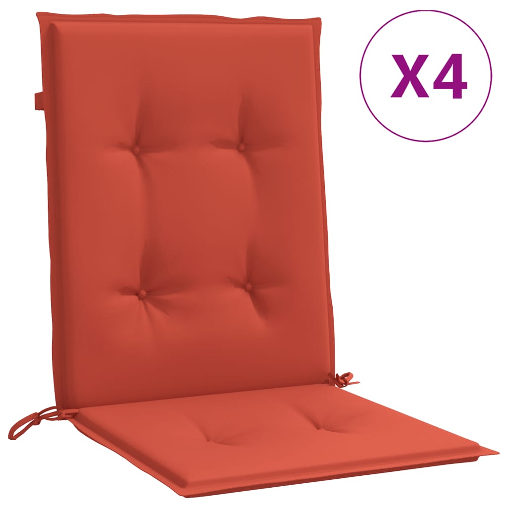 Vidaxl stoelkussens 4 st lage vloerkleed 100x50x4 cm stof gemêleerd rood