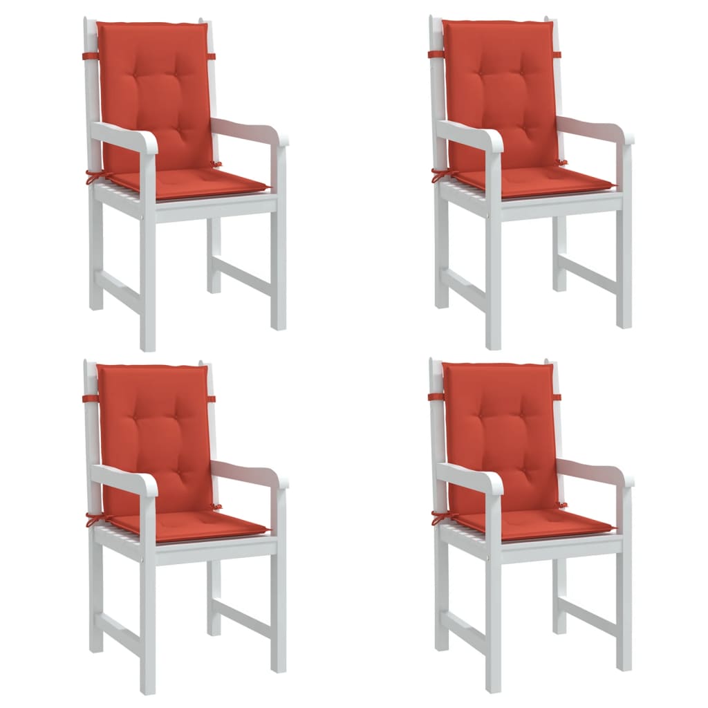 Vidaxl stoelkussens 4 st lage vloerkleed 100x50x4 cm stof gemêleerd rood