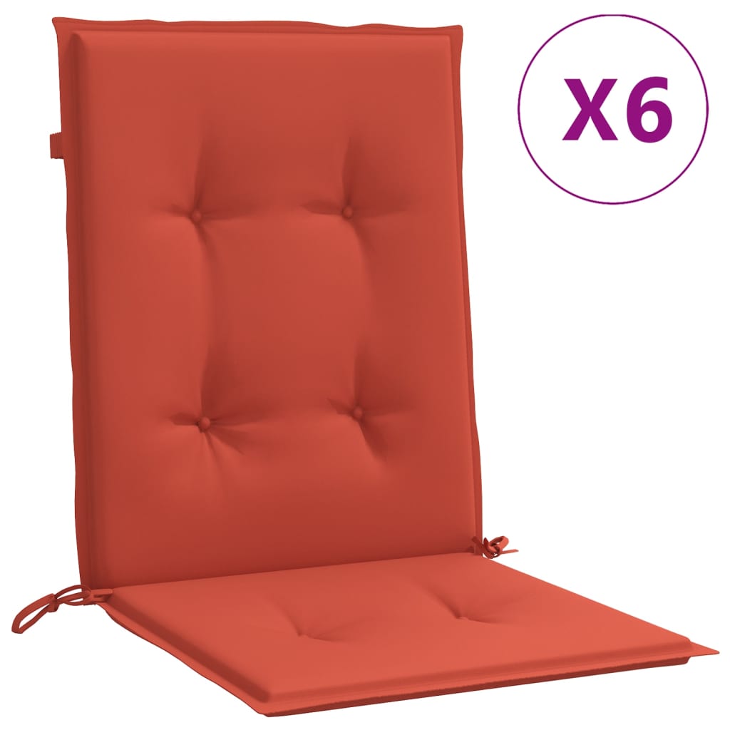 Vidaxl stoelkussens 6 st lage vloerkleed 100x50x4 cm stof gemêleerd rood