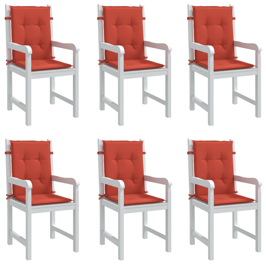 Vidaxl stoelkussens 6 st lage vloerkleed 100x50x4 cm stof gemêleerd rood