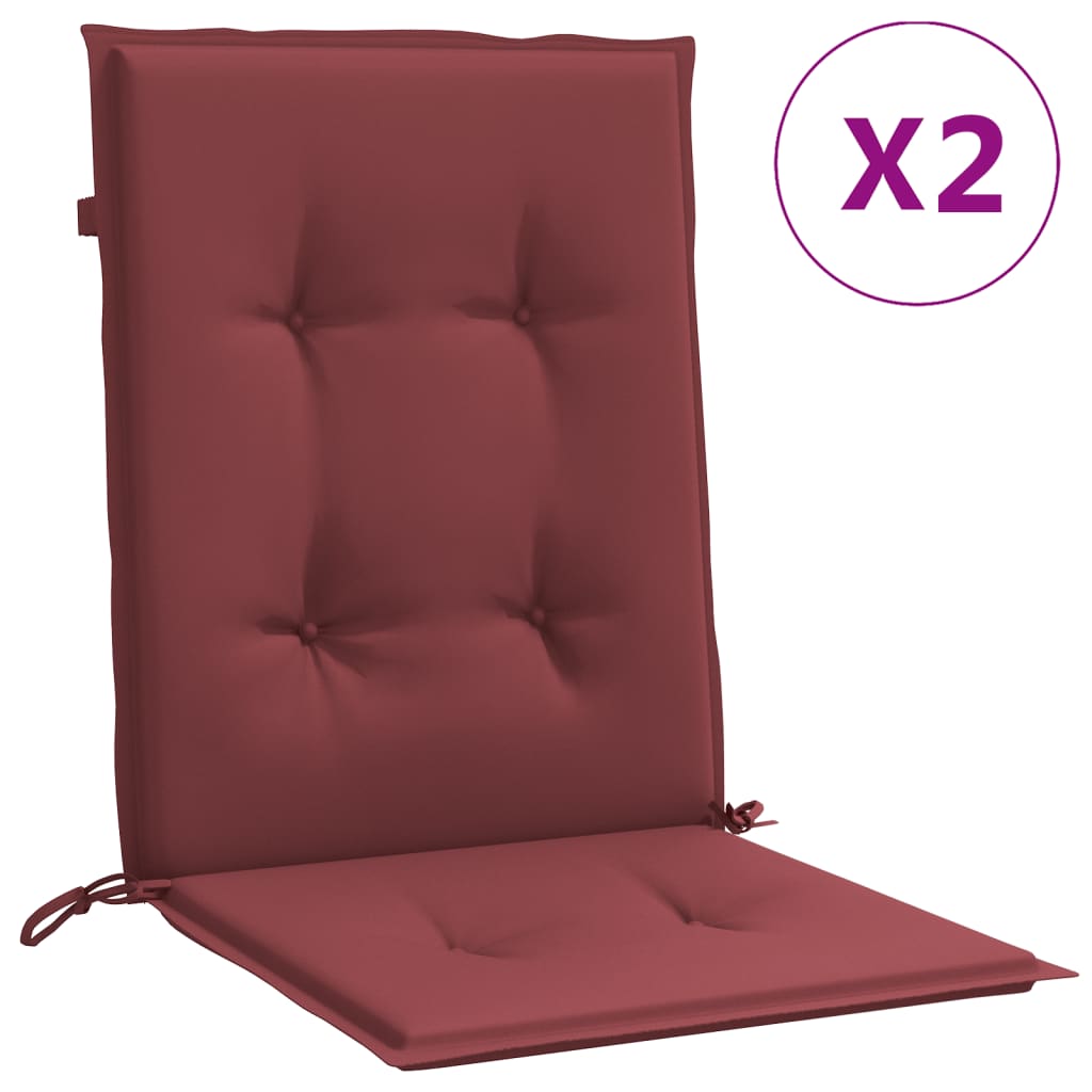 Vidaxl stoelkussens 2 st lage vloerkleed 100x50x4 cm stof gemêleerd wijnrood