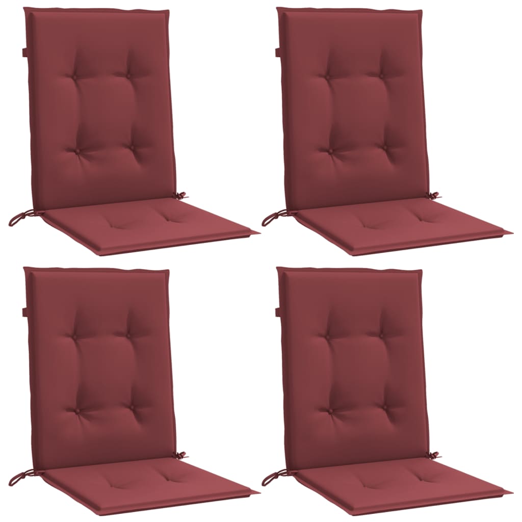 Vidaxl stoelkussens 4 st lage vloerkleed 100x50x4 cm stof gemêleerd wijnrood
