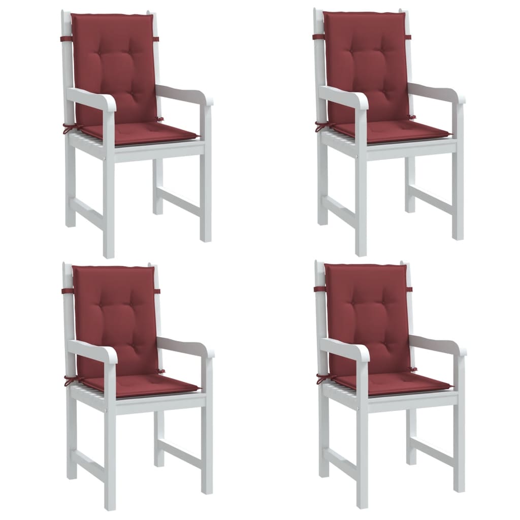 Vidaxl stoelkussens 4 st lage vloerkleed 100x50x4 cm stof gemêleerd wijnrood