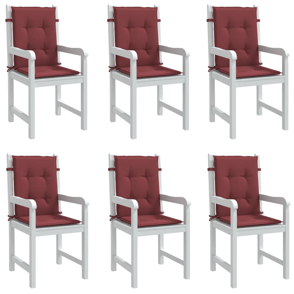 Vidaxl stoelkussens 6 st lage vloerkleed 100x50x4 cm stof gemêleerd wijnrood