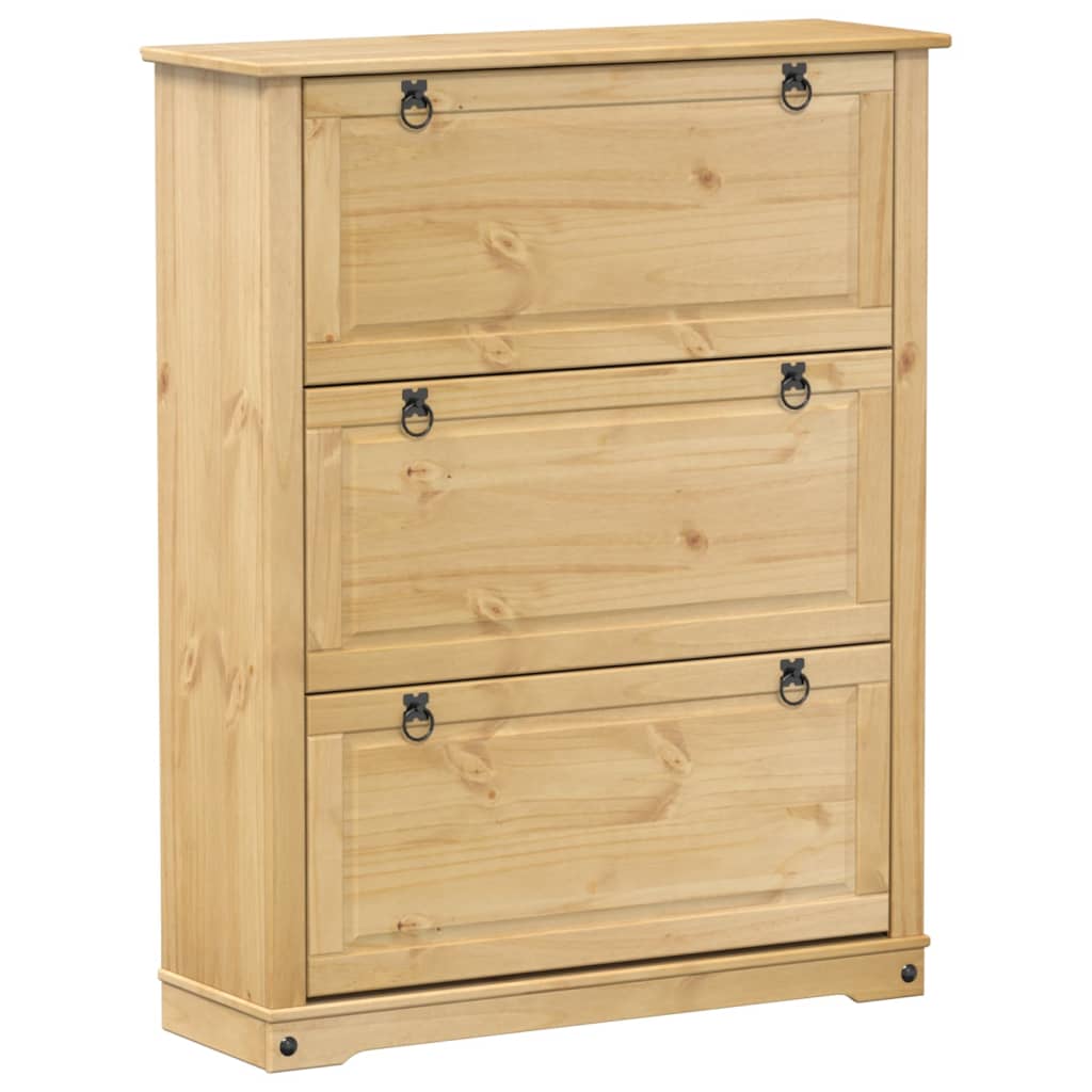 VidaXL Schoenenkast Corona 99x32x124,5 cm massief groenenhout