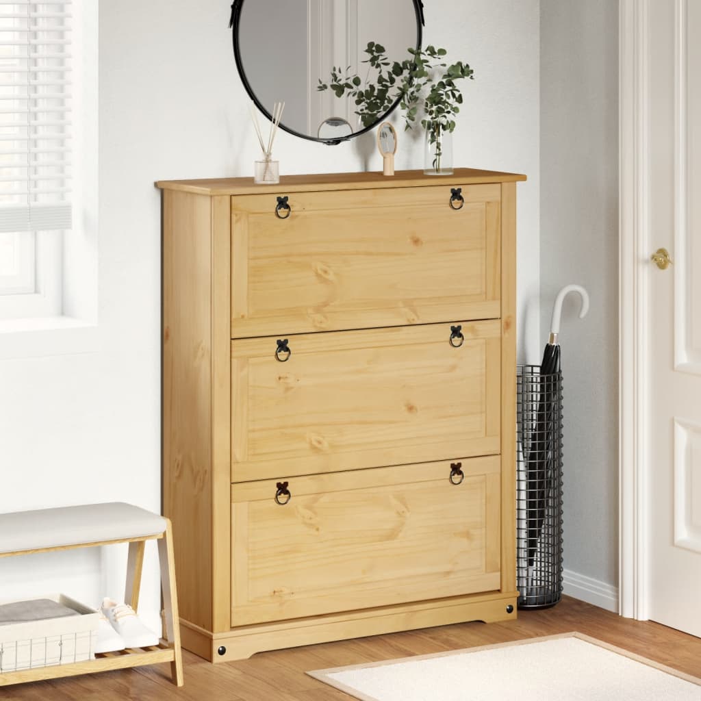 VidaXL Schoenenkast Corona 99x32x124,5 cm massief groenenhout