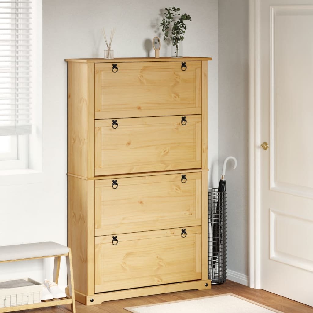 VidaXL Schoenenkast Corona 99x32x163,5 cm massief groenenhout