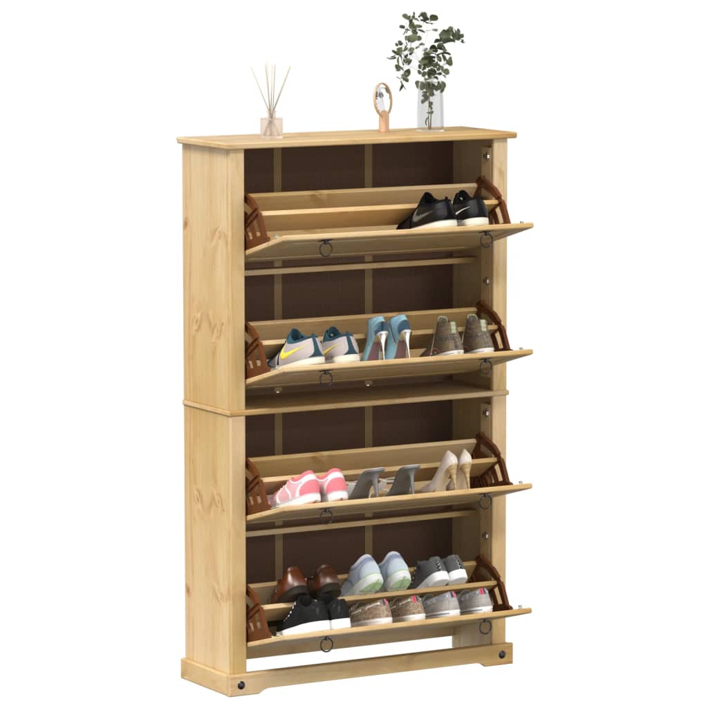 VidaXL Schoenenkast Corona 99x32x163,5 cm massief groenenhout