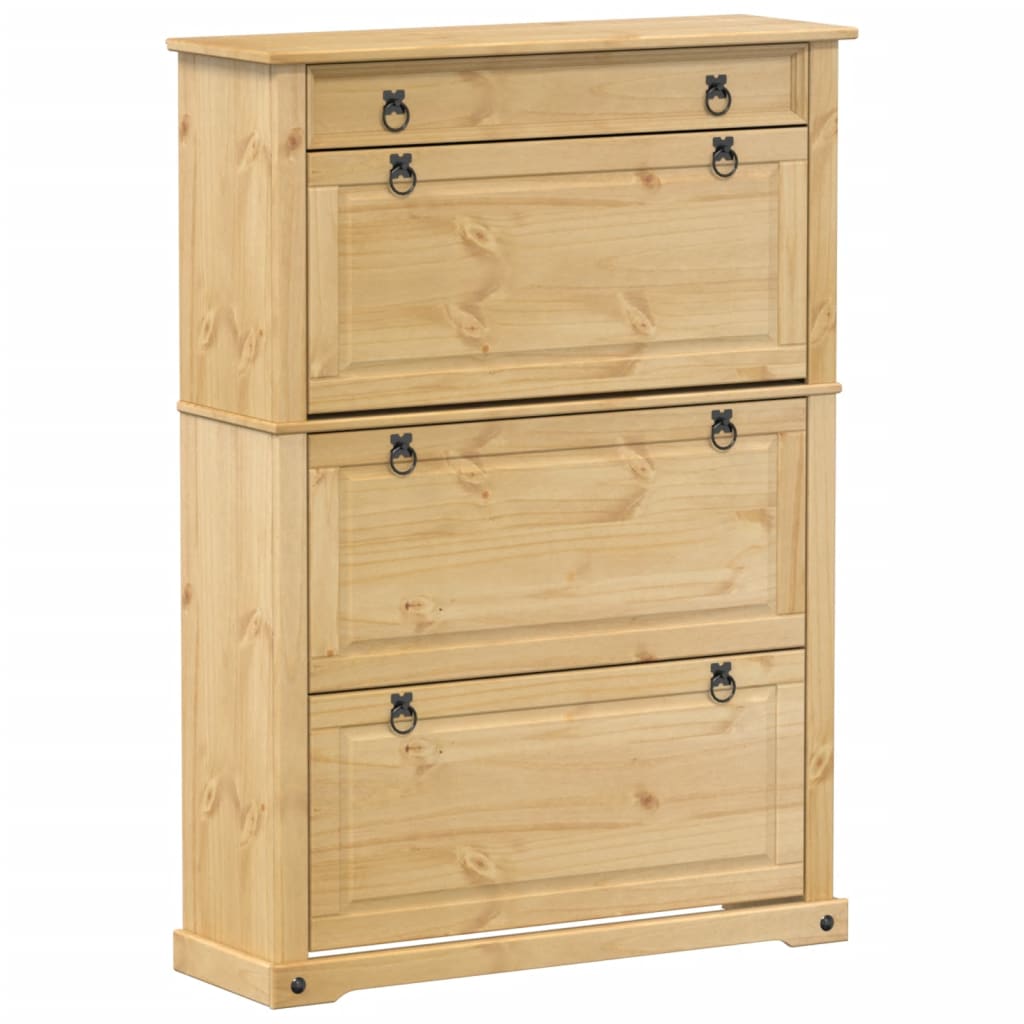 VidaXL Schoenenkast Corona 99x32x138 cm massief groenhout