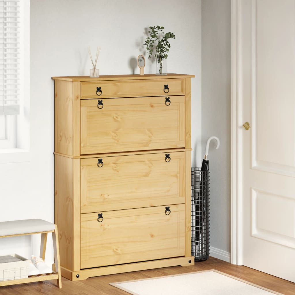 VidaXL Schoenenkast Corona 99x32x138 cm massief groenhout