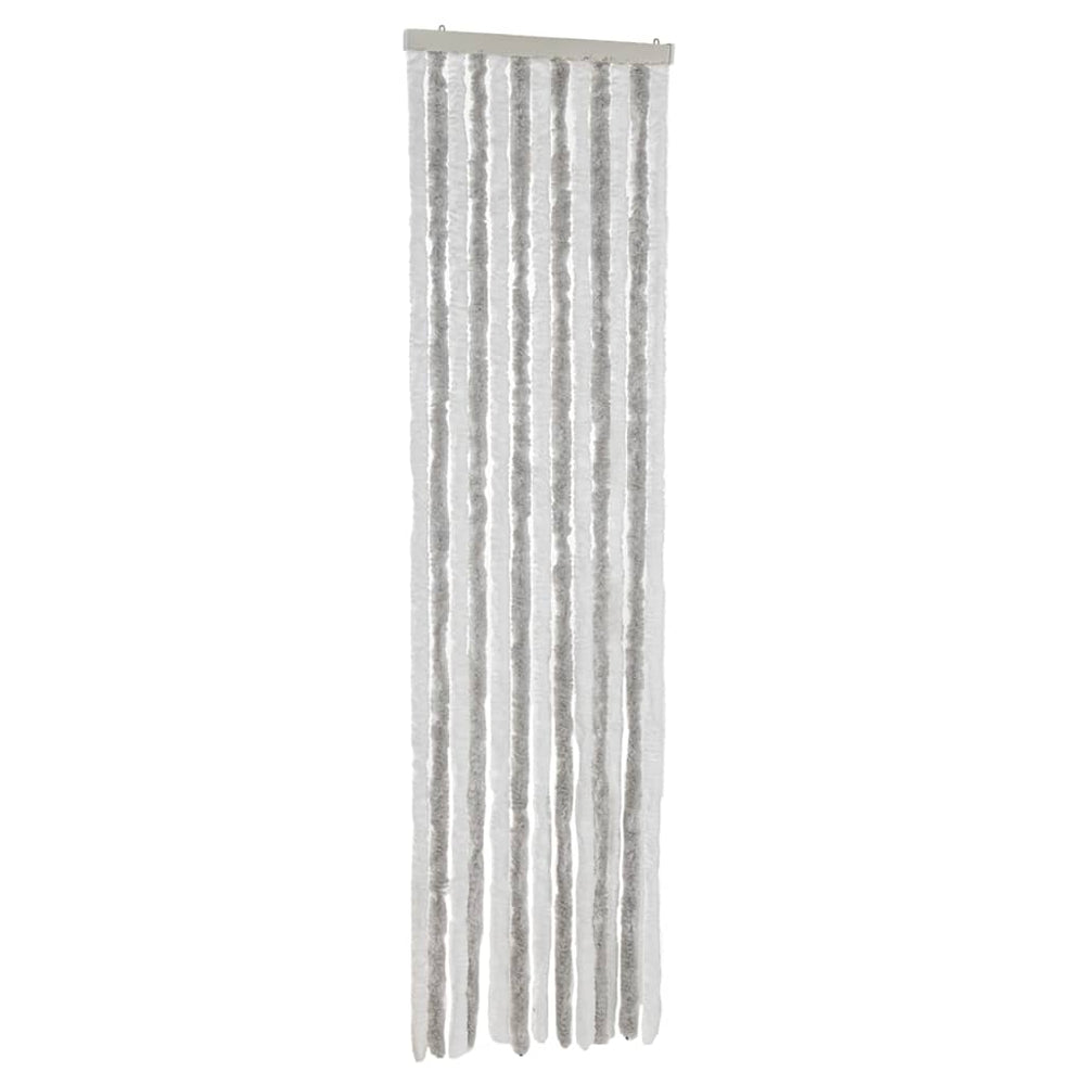 Vidaxl vliegengordijn 56x200 cm chenille lichtgrijs en wit