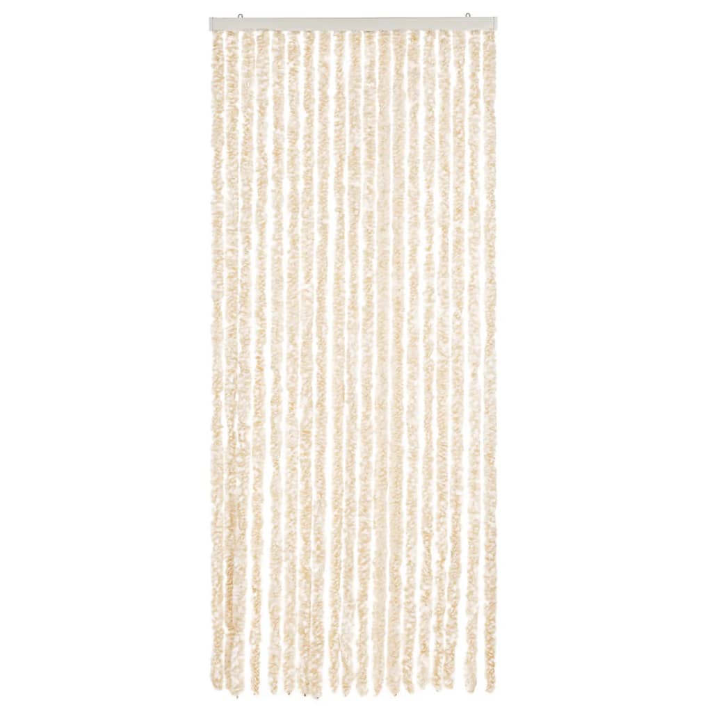 VidaXL Vliegengordijn 56x185 cm chenille beige en wit
