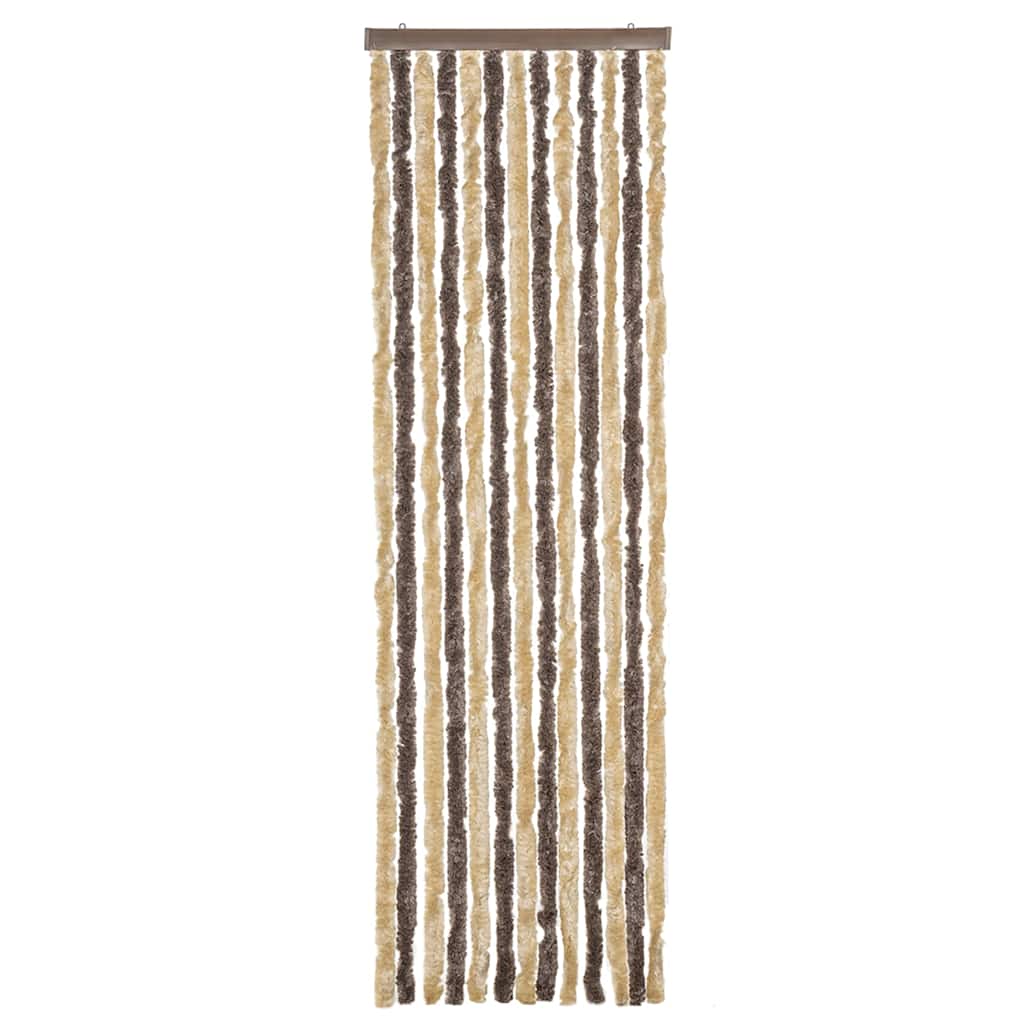 Vidaxl vliegengordijn 56x200 cm chenille donkerbruin en beige