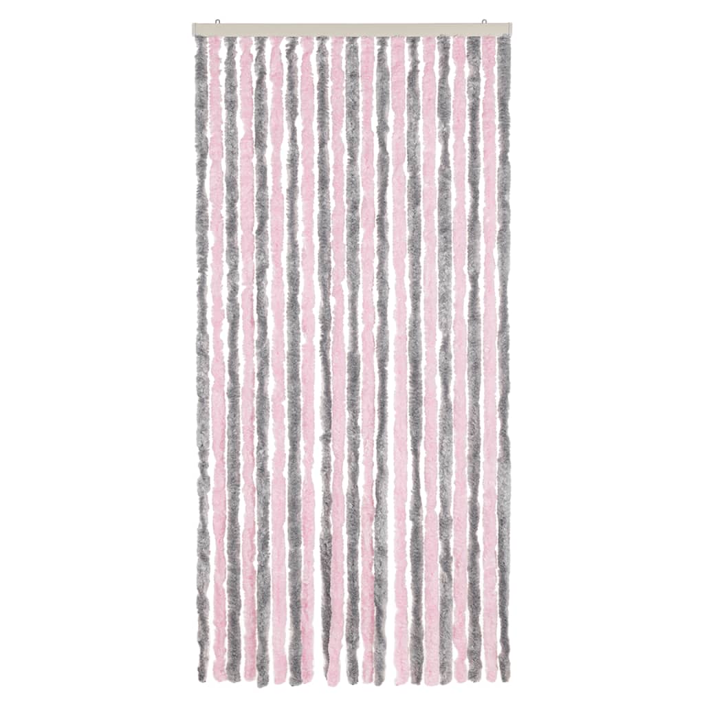 Vidaxl vliegengordijn 90x200 cm chenille zilvergrijs en roze