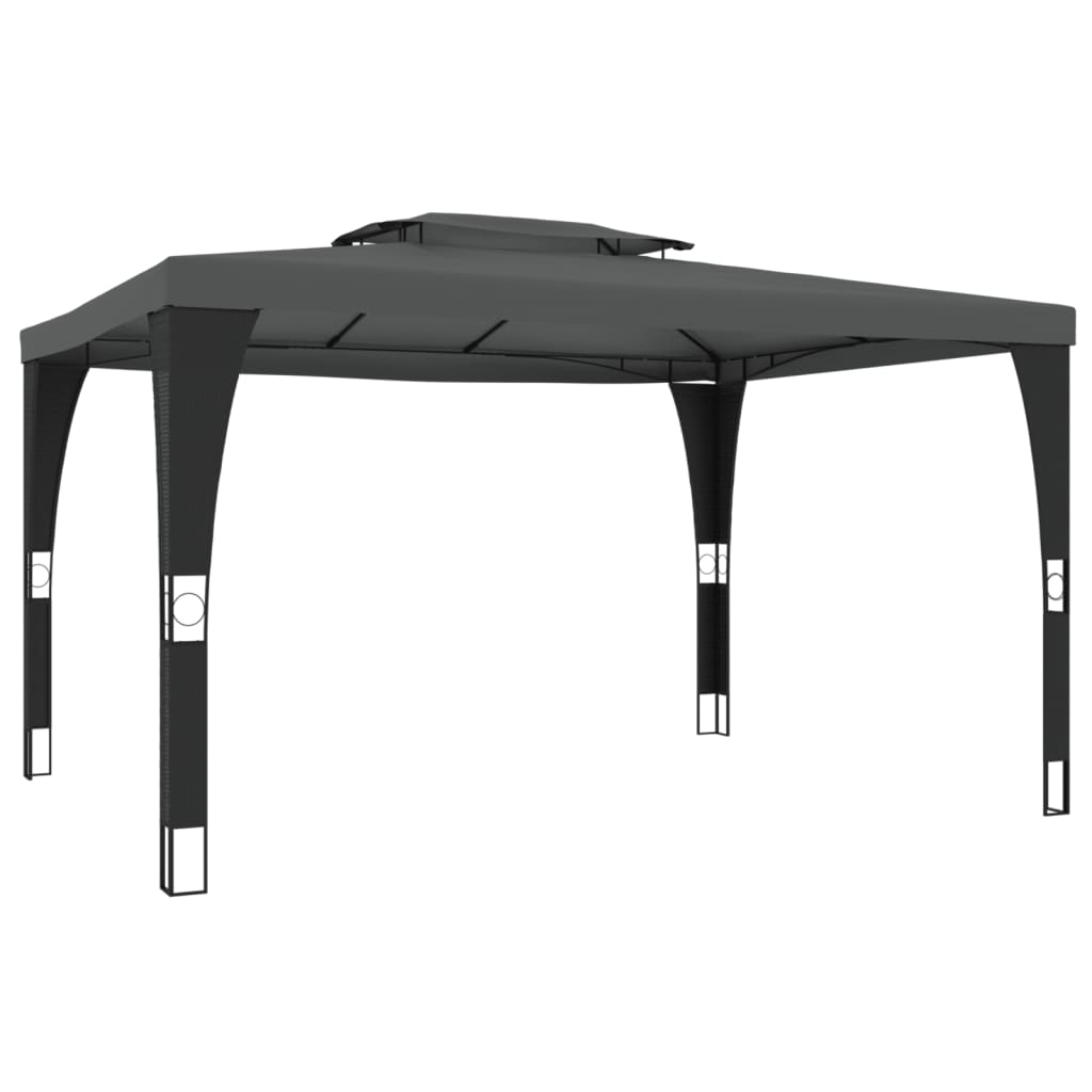 VidaXL Prieel met dubbel dak 3,98x2,98m staal antracietkleurig