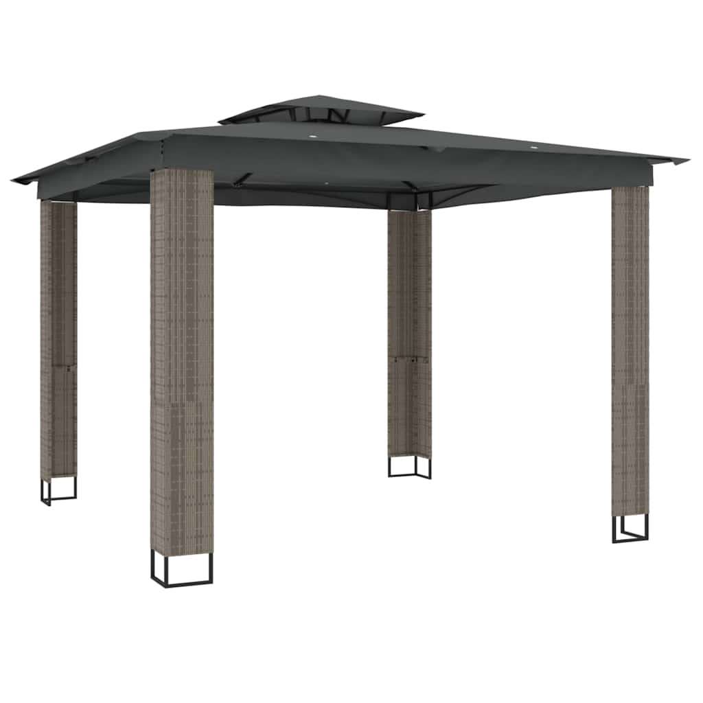 Vidaxl prieel met dubbel dak 2,94x2,94m staal antracietkleurig