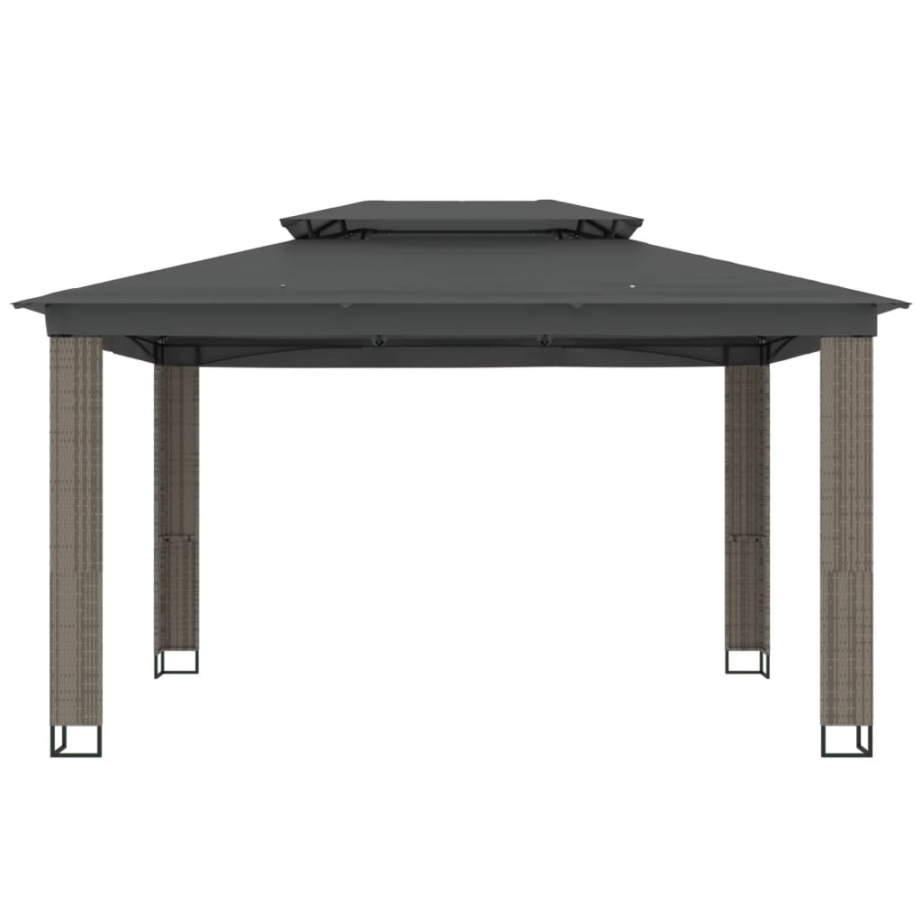 VidaXL Prieel met dubbel dak 3,94x2,96m staal antracietkleurig