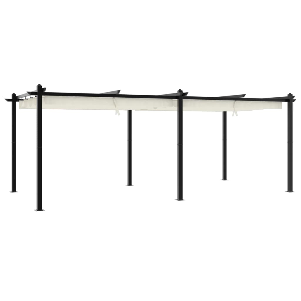 VidaXL Prieel met uittrekbaar dak 3x6m aluminium crèmekleurig
